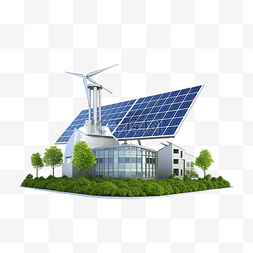 生态持续图片_3d 插图绿色技术可再生能源