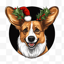 帽子和宠物图片_圣诞节威尔士柯基犬开衫狗与圣诞