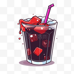 吸管可乐图片_可乐剪贴画卡通饮料与冷冻立方体