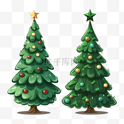 传统符号图片_圣诞树卡通透明背景新年和圣诞节