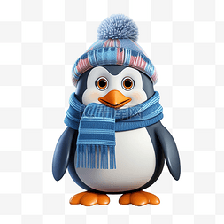 南极考察队图片_戴着冬帽和围巾的企鹅