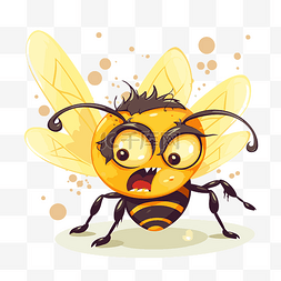 蜜蜂蜇剪贴画卡通矢量孤立的大眼