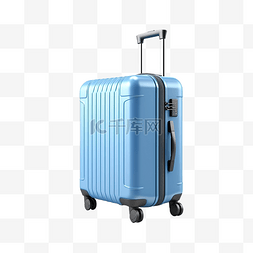 3d 蓝色行李旅行旅行和假期元素装