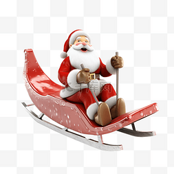 可爱装饰丝带图片_3d 雪橇圣诞老人