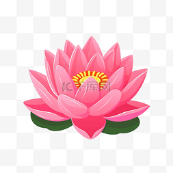 瑜伽卡通亲子瑜伽图片_扁平风格的粉色莲花