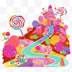 糖果城堡和棒棒糖的糖果乐园剪贴