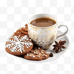 可可粉巧克力图片_美丽的构图，配有一杯可可和圣诞