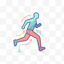 彩色跑步图片_一个活跃的人穿过彩色线条 向量