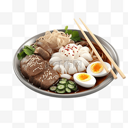 亚洲食品 Kao Niew Moo yang 3D 插图