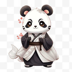 熊猫动物人物华林韩服韩国传统服