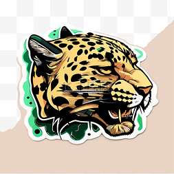 豹纹贴纸包含带有绿色油漆剪贴画