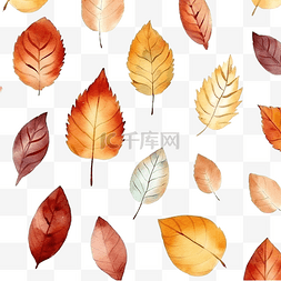 水彩秋天的树叶图案