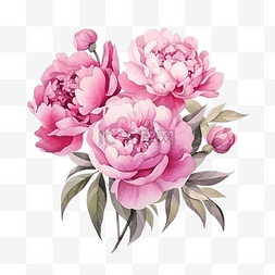 水彩粉色牡丹花花束布置