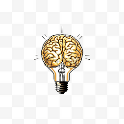 灯泡思考图片_简约风格的灯泡和大脑插图