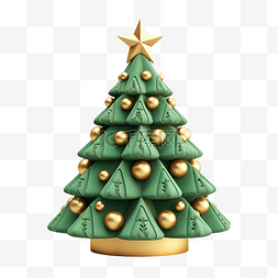 顶部有星星的 3d 圣诞树 PNG