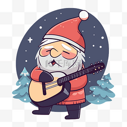 吉他音乐会图片_弹吉他的卡通圣诞老人剪贴画 向