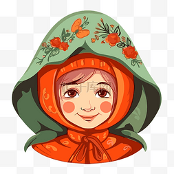 一个戴着橙色引擎盖的女孩的帽子