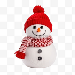 戴桶的雪人图片_可爱的雪人，戴着红帽，适合冬季