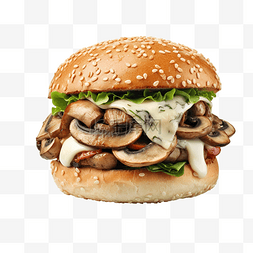 烧烤芝士牛肉图片_美味的蘑菇汉堡