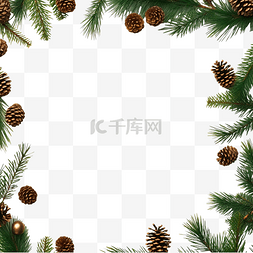 圣诞节边框白色图片_圣诞节用白色松枝模拟