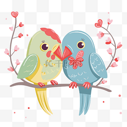 树枝上的爱情鸟图片_爱情鸟 向量