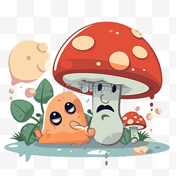 蘑菇桌子图片_谎言剪贴画有趣的真菌和朋友矢量