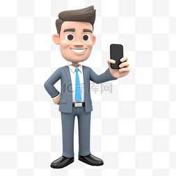 手机卡移动图片_穿着蓝色衬衫的商人玩手机，用食