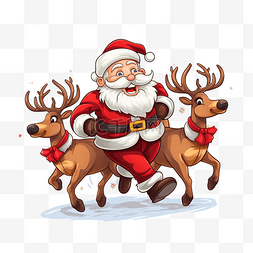 慢跑的老人图片_圣诞老人与驯鹿完成比赛