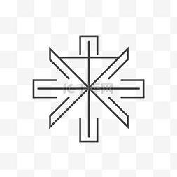 十字的轮廓向量，中间有一颗星