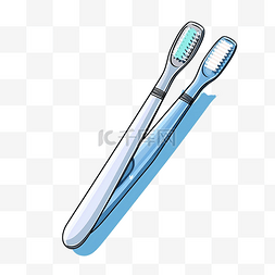 白色的牙刷图片_简约风格的牙刷和牙膏插图