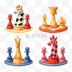 国际象棋剪贴画 卡通风格的棋子 