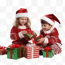 圣诞老人助手可爱的孩子们穿着圣