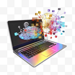 3d 笔记本电脑与数字营销 3d 插图