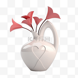 3d 插图爱花瓶
