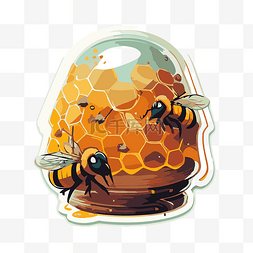 蜂蜜圆顶剪贴画中带有一些蜜蜂的