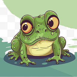 在水边图片_卡通青蛙绿眼睛坐在水边剪贴画 