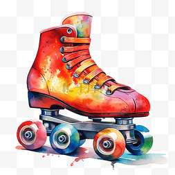 滑冰图片_水彩溜冰鞋