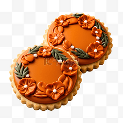 平铺蛋糕图片_感恩节传统南瓜派装饰饼干