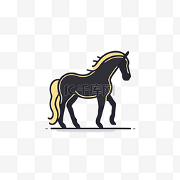 黑色和金色设计的马标志设计 向