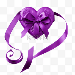 生日快乐紫色爱心与装饰丝带