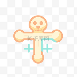 骨头形状图片_十字架形状的骷髅姜饼人 向量