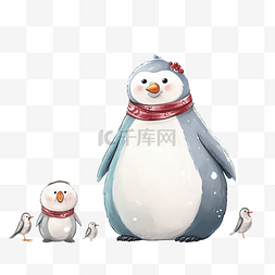 冬天小雪花图片_可爱的北极熊企鹅和猫头鹰雪景冬