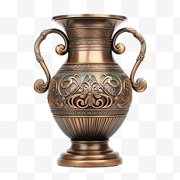 青铜花瓶与孤立的装饰品