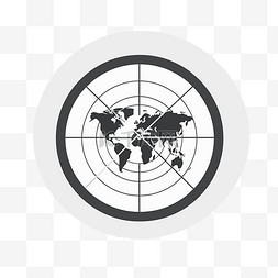 黑白矢量，世界位于目标十字准线