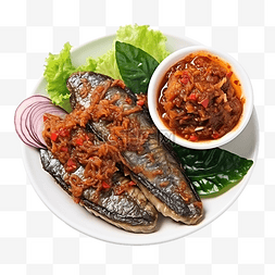 辣椒酱配炸鲭鱼泰国菜