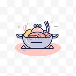 锅里的食物和面条的图标图像 向