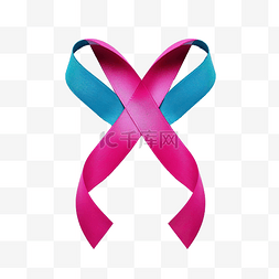 粉红礼物图片_治疗甲状腺癌的蓝绿色粉红蓝丝带