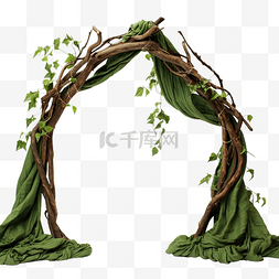 为仙女编织的树枝拱门，上面有绿