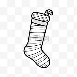 圣诞围巾插画图片_黑白线圣诞糖果袜子手套矢量图