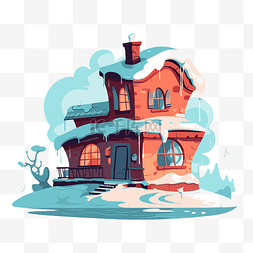 白雪卡通图片_白雪皚皚的房子 向量